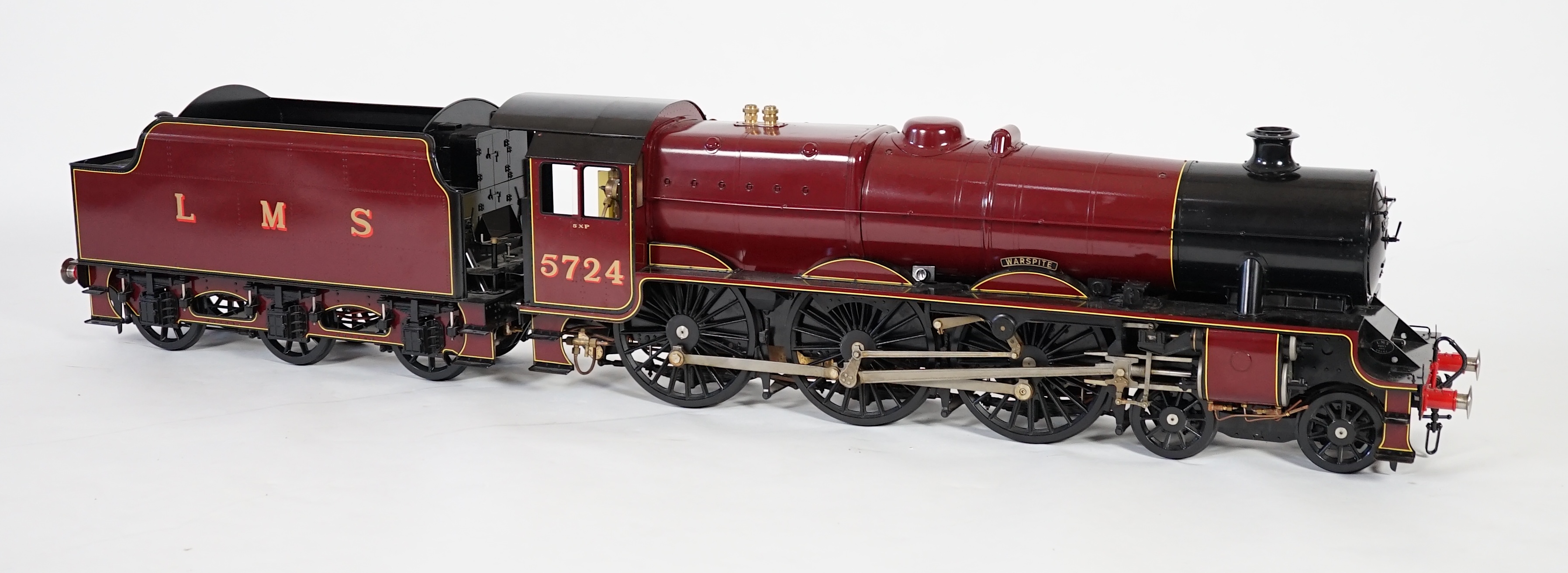 A Kingscale by Silver Crest Models 5 inch gauge coal fired live steam LMS Jubilee Class 4-6-0 locomotive, in lined maroon livery as Warspite 5724